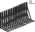 16 Pack 8in x 6in Black Heavy Duty Shelf Brackets - Strong Support