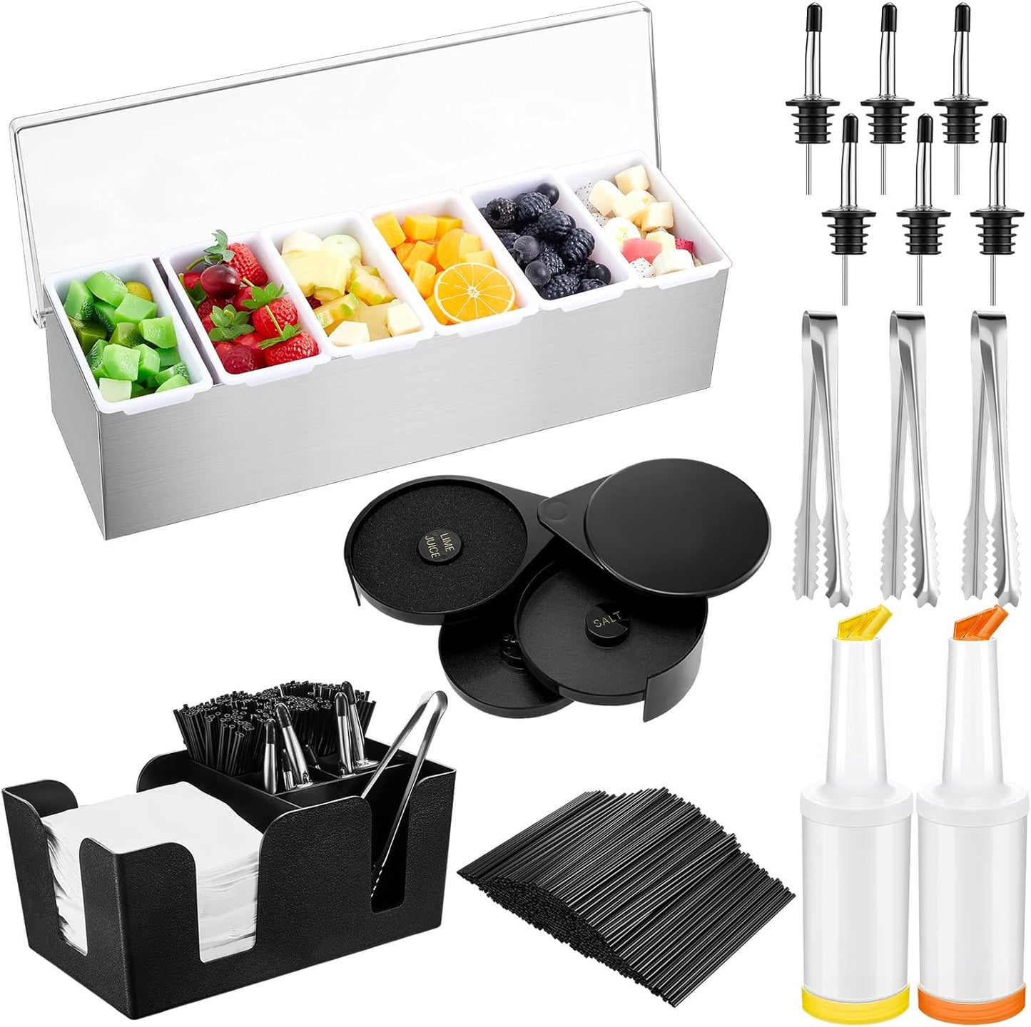 Mifoci Garnish Tray with Lid Bar Caddy for Perfect Cocktails