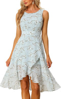 Allegra K Women's Wrap Ruffle High Low Floral Dress - Flowy Summer Fit