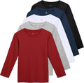 5 Pack Boys Long Sleeve Cotton Tees Toddlers - Soft Crewneck