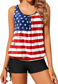 Women Blouson Tankini Two Piece Swimsuit - Modest Loose Fit