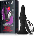 Forto Ribbed Vibrating Butt Plug with Remote Control - 20 Modes