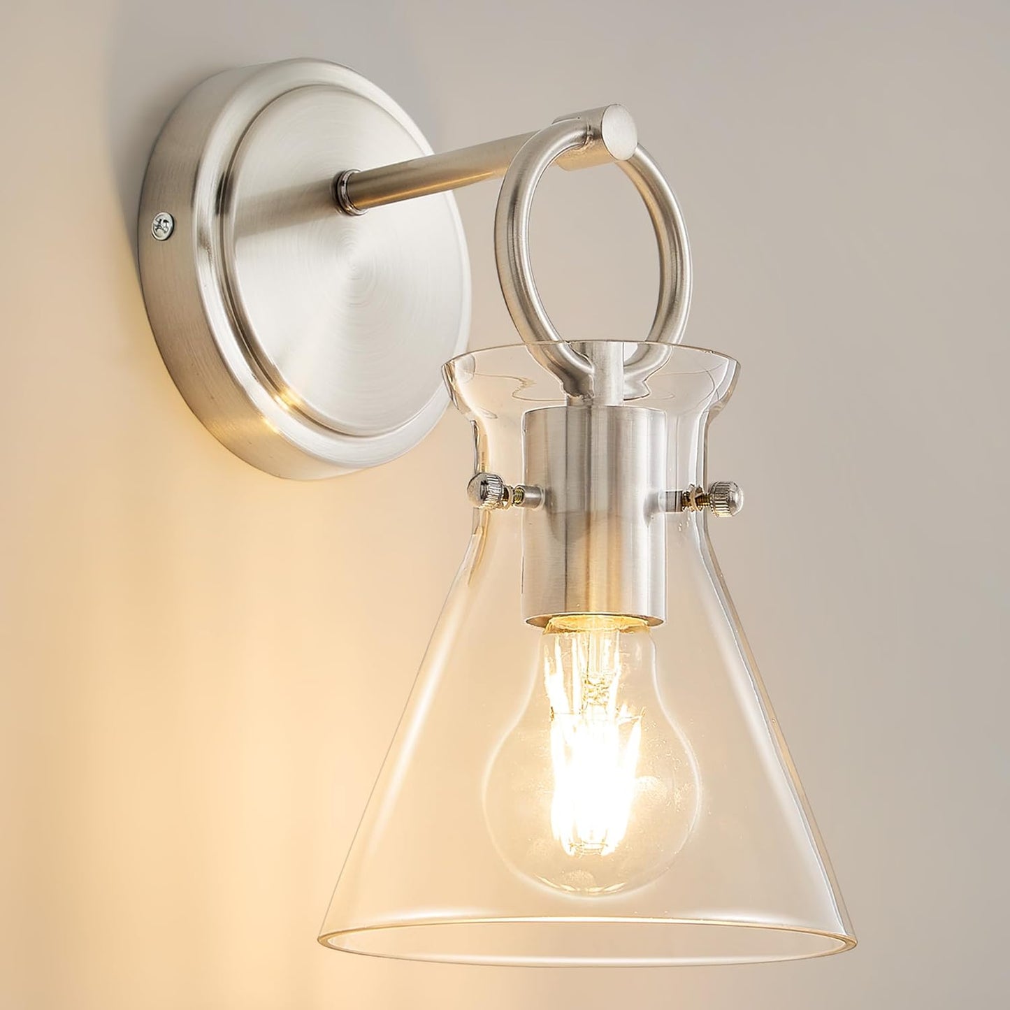 Modern Wall Sconce for Bathroom with Clear Glass Shade Design