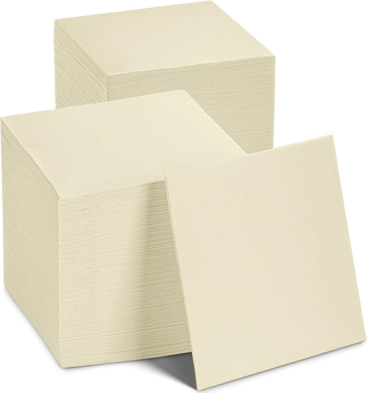 NAPEREE Cream Cocktail Napkins - Elegant 2-Ply, 200 Pack - Perfect for Bars, Cafes & Events