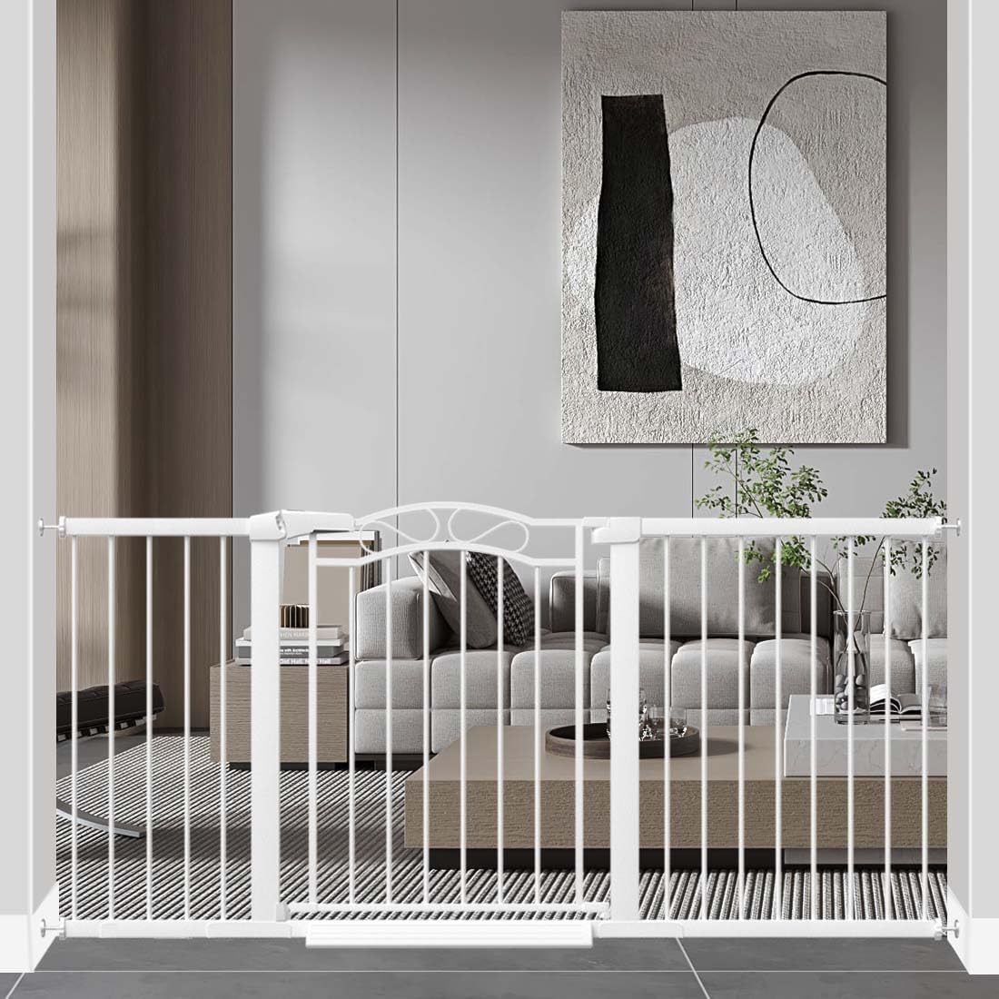 Extra Wide Press Mounted Baby Gate for Kids and Pets Safety