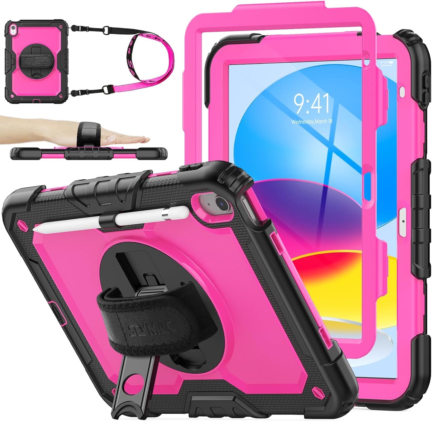 SEYMAC Stock iPad Case for A16 11th/10th Gen with Strap