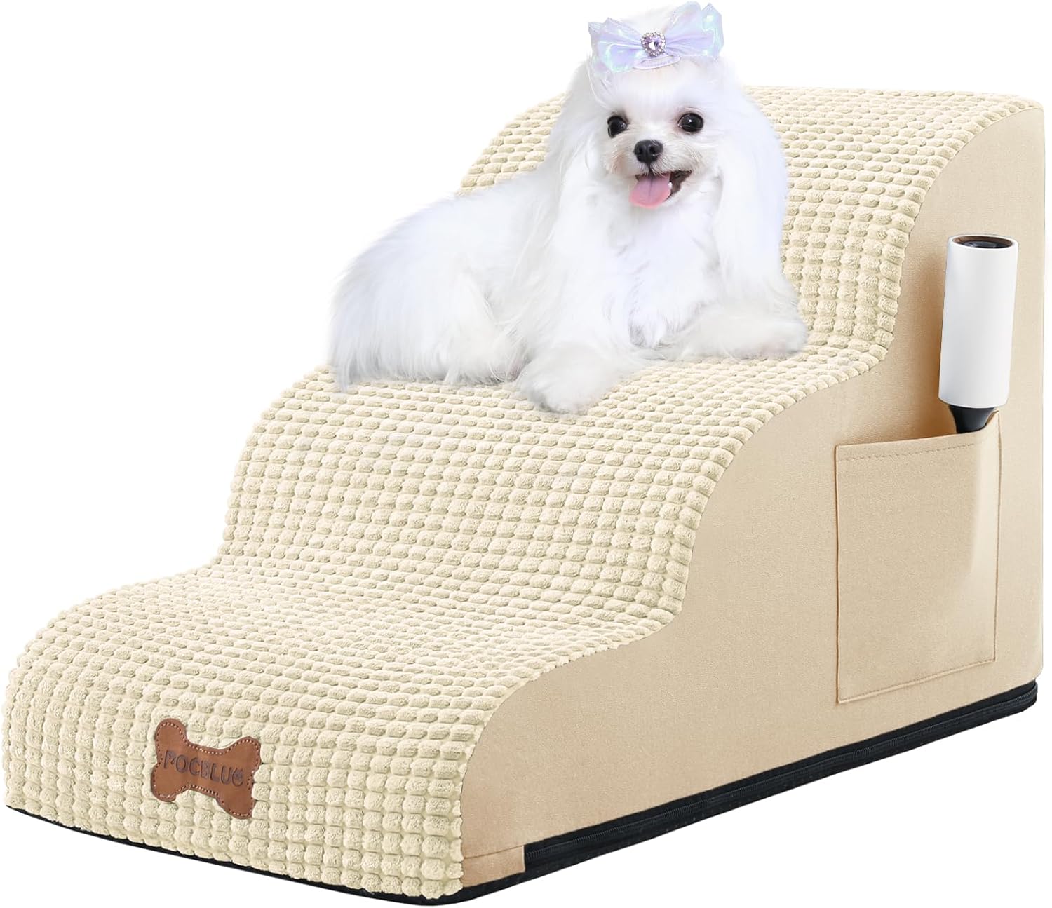Dog Stairs for Small Dogs, High Density Foam Pet Ramp for Bed
