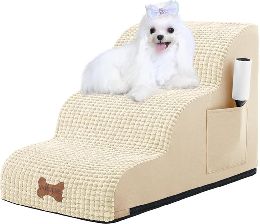 Dog Stairs for Small Dogs, High Density Foam Pet Ramp for Bed