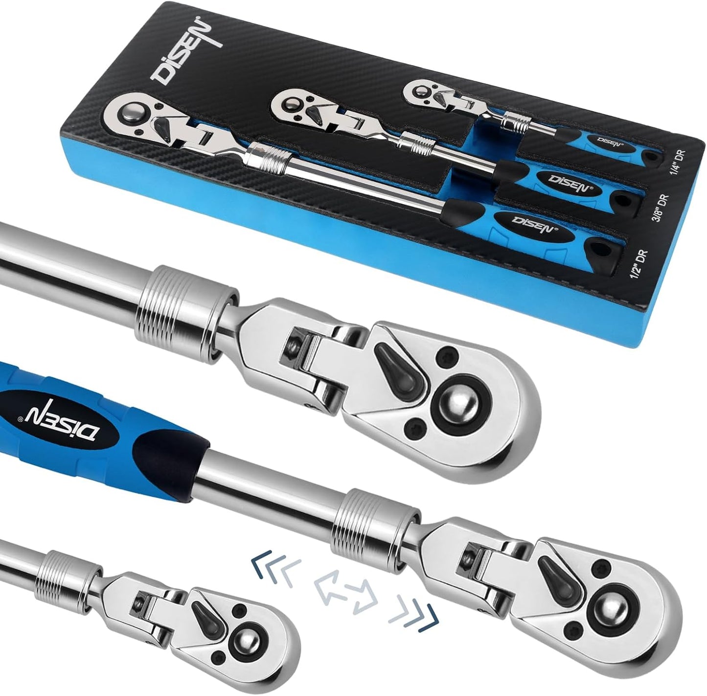 DISEN 3-Piece Extendable Flex-Head Ratchet Wrench Set Review