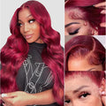 99j Burgundy Body Wave Wig 13x4 Lace Front - Natural Look
