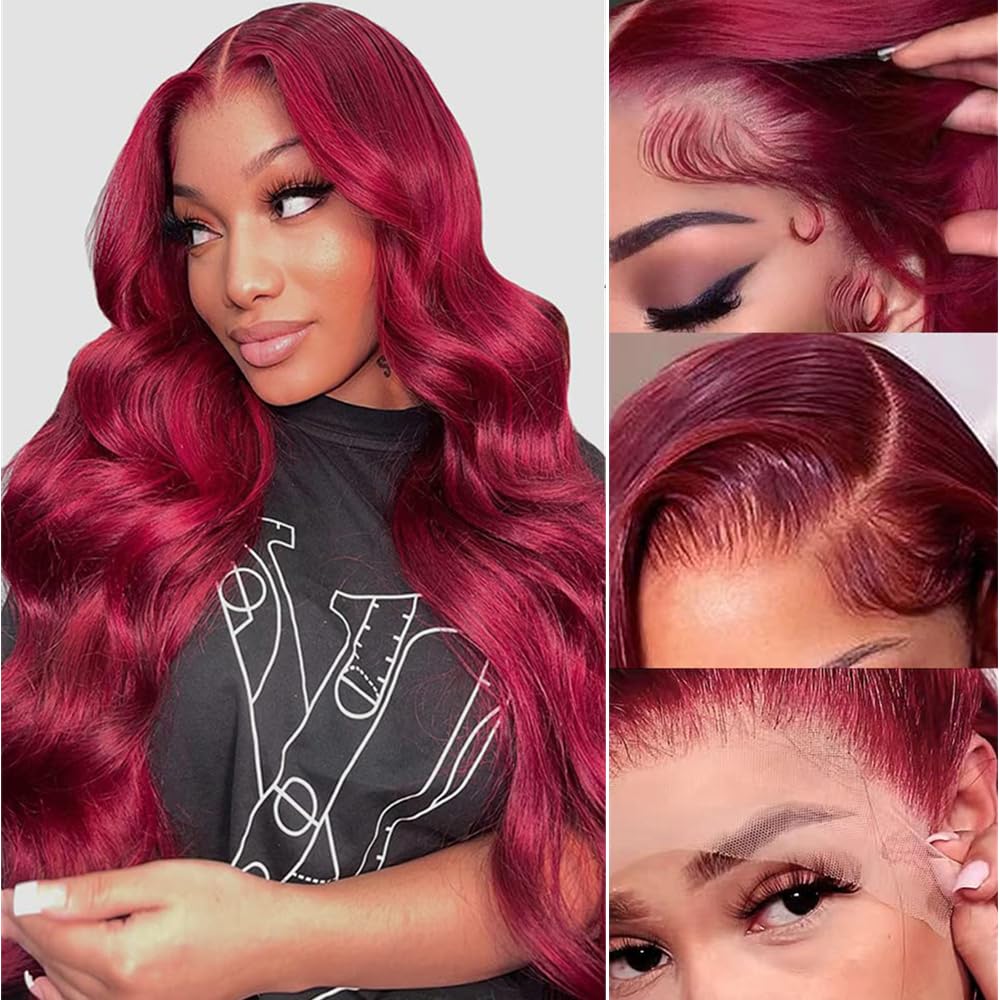 99J Burgundy Lace Front Wigs for Women - Body Wave 28 Inch