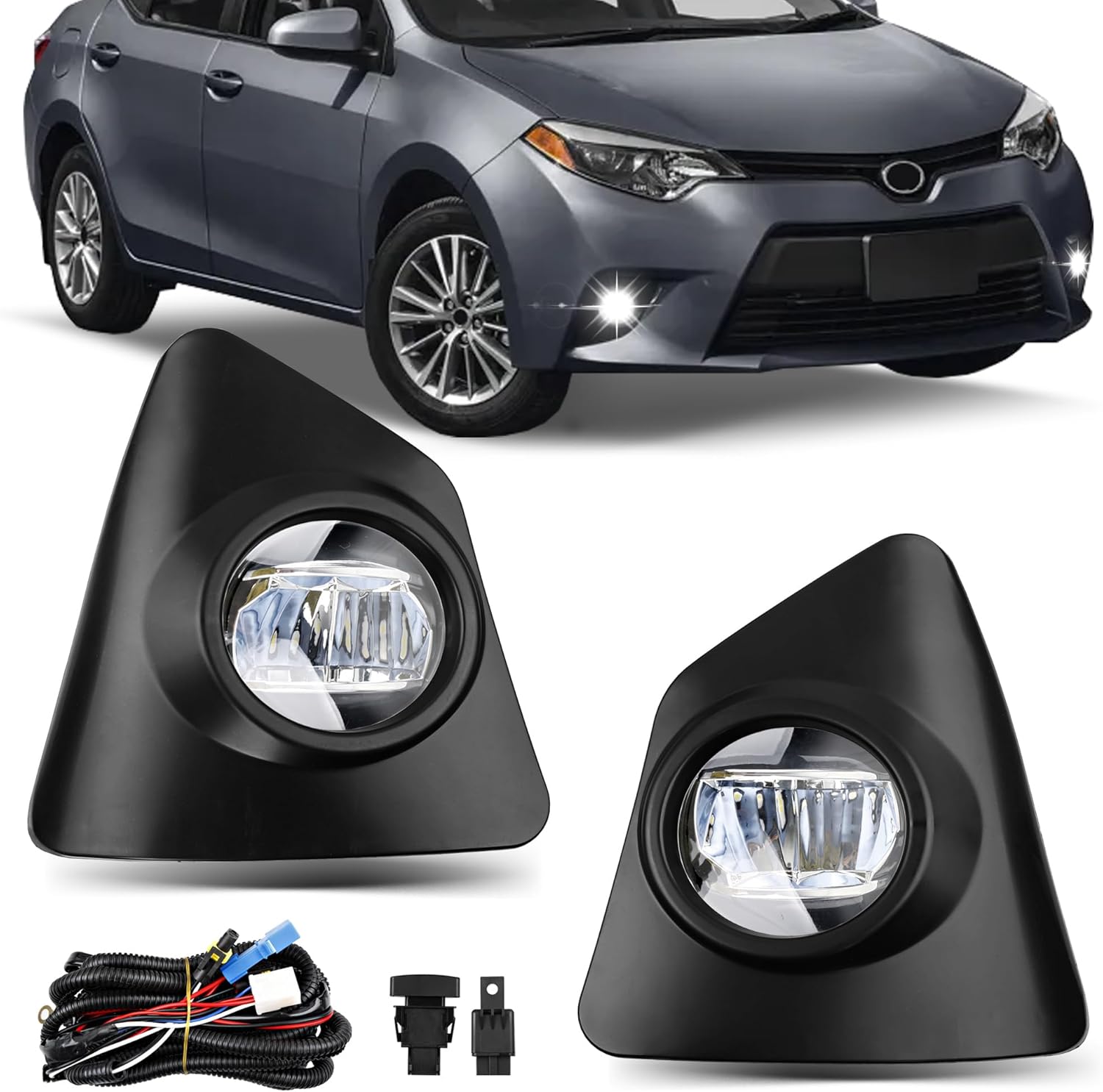LED Front Fog Lights Assembly for Toyota Corolla S SE 2014 2016