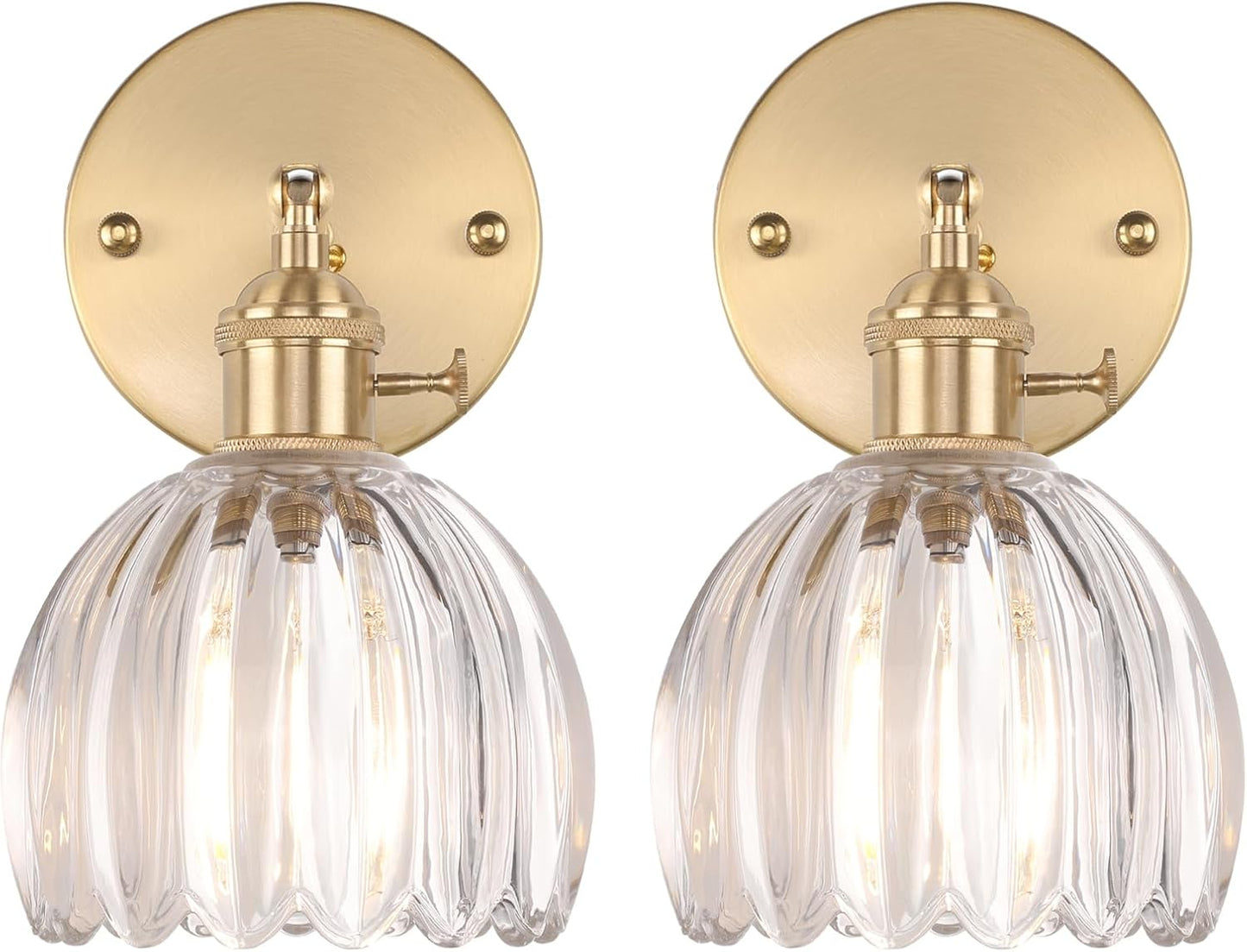 Vintage Wall Sconces Set of 2 with Adjustable Brass Design