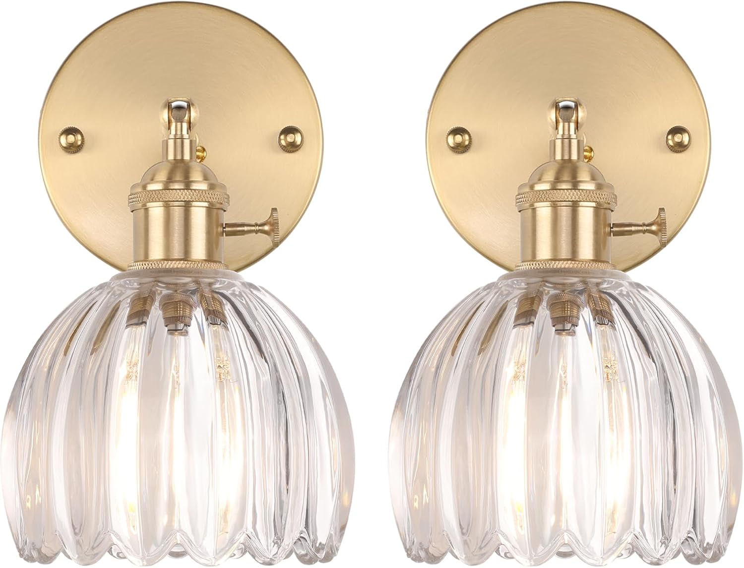 Vintage Wall Sconces Set of 2 with Adjustable Brass Design