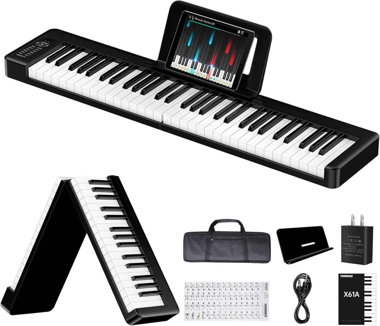 61-Key Foldable Digital Piano by TERENCE for Kids and Adults