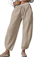 Leopard Pants Women Baggy Barrel Sweatpants with Pockets - Cozy Fit