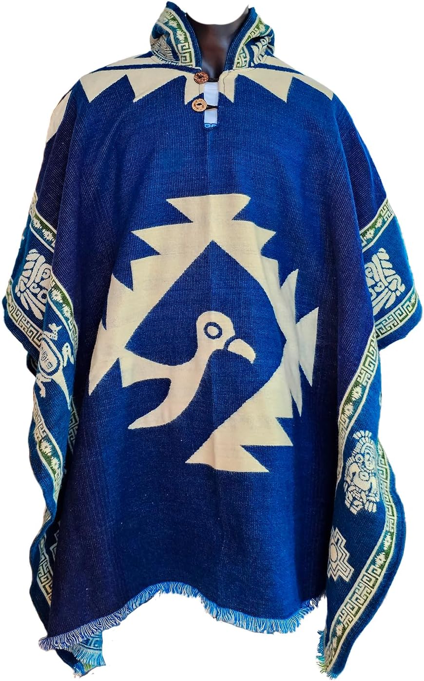 Mythical Ecuador Alpaca Wool Poncho for Men - Handmade Cloak