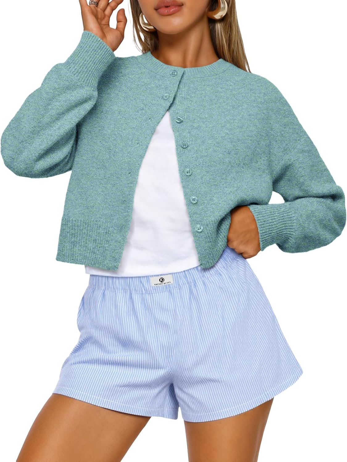 Trendy Queen Cropped Cardigan Sweaters for Women Fashion 2025