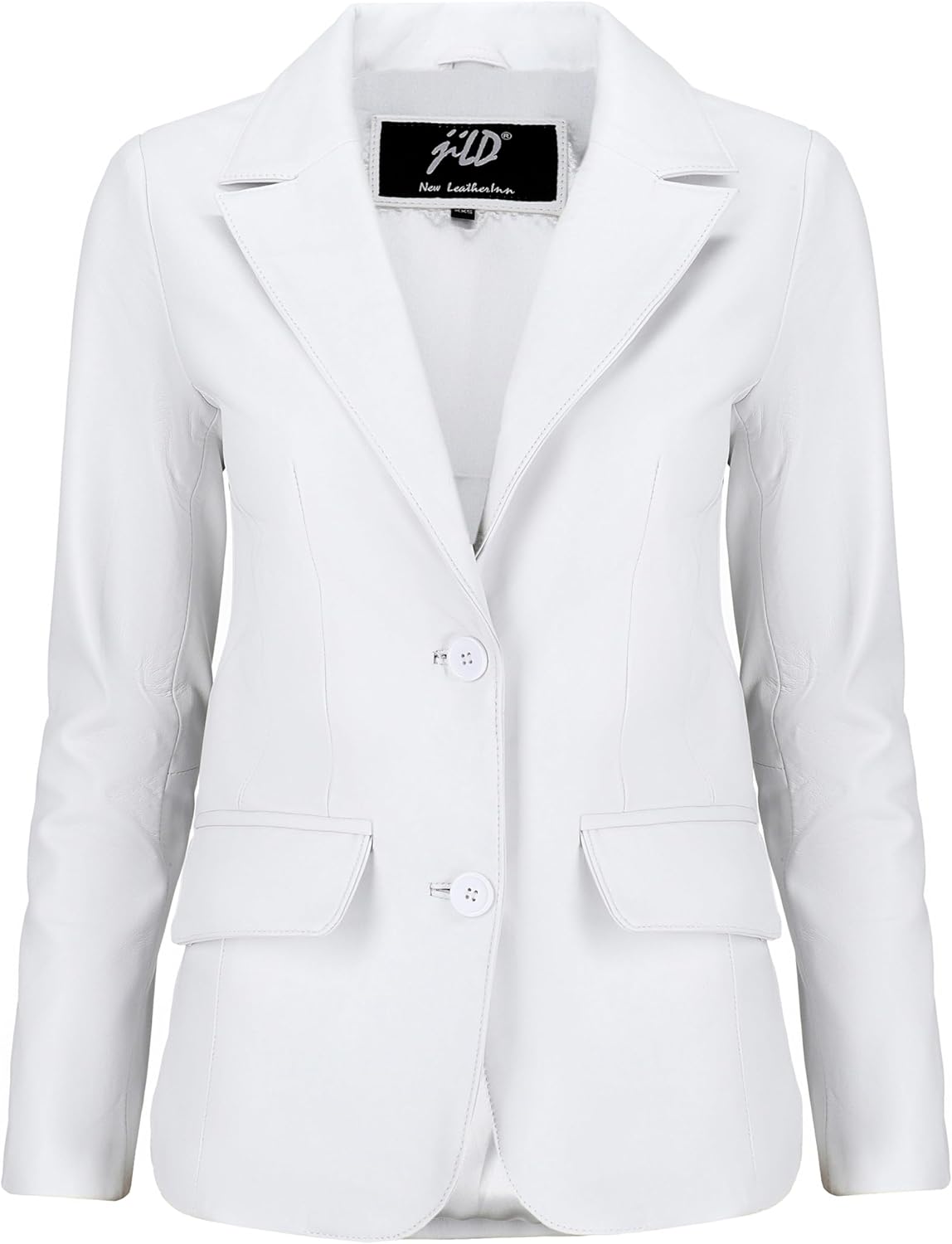 Classic 2-Button Lambskin Leather Blazer for Women - Stylish Coat