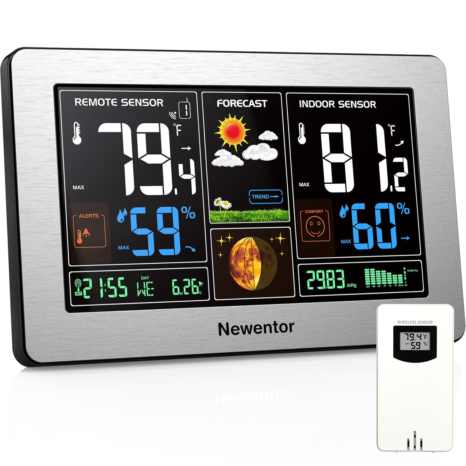Newentor Wireless Indoor Outdoor Thermometer with Color Display