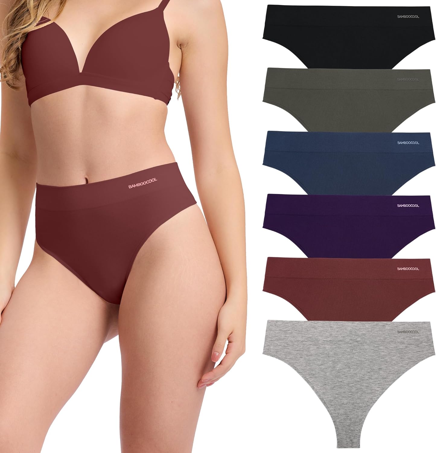 Bamboo Cool Women's Thongs High Waisted Seamless Underwear