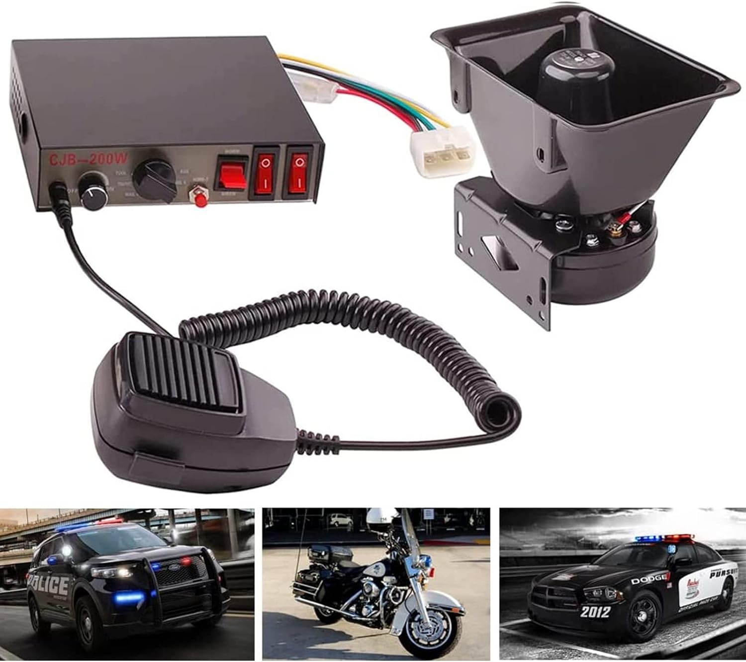 200W Emergency Warning Siren Speaker PA System for Vehicles