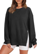Women's Oversized Lightweight Sweatshirt with Side Slit Zipper - Soft