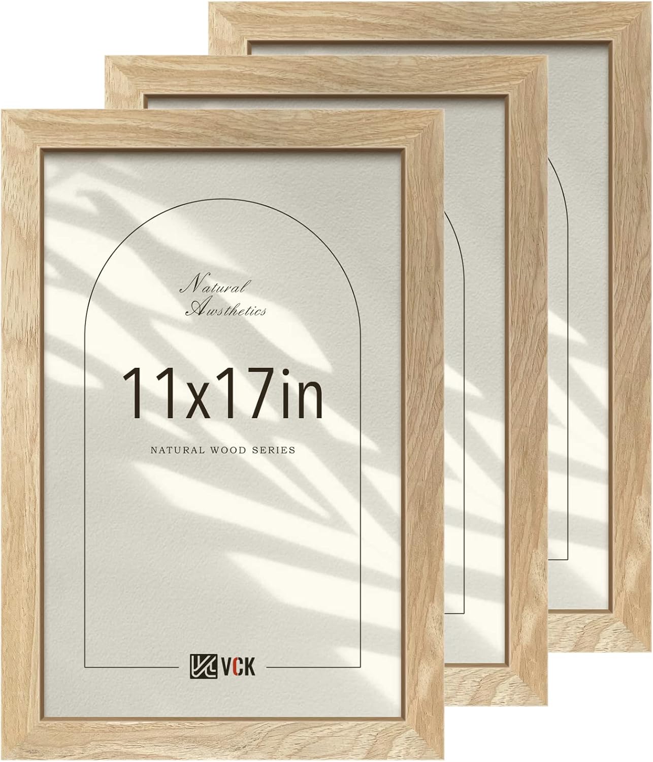 VCK 11x17 Poster Picture Frame Set of 3 in Natural Wood