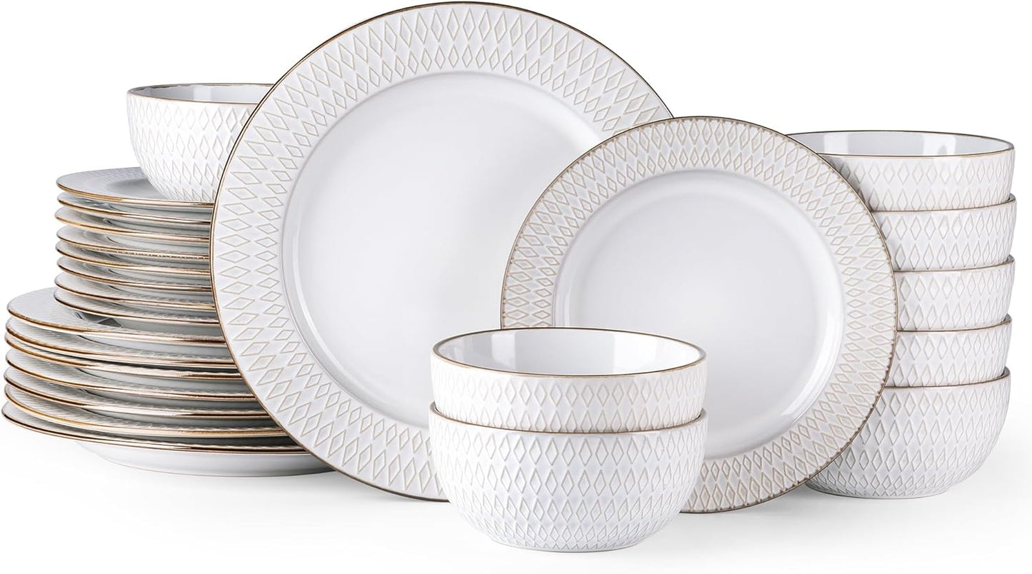 Elegant 24-Piece Ceramic Dinnerware Set for Modern Dining