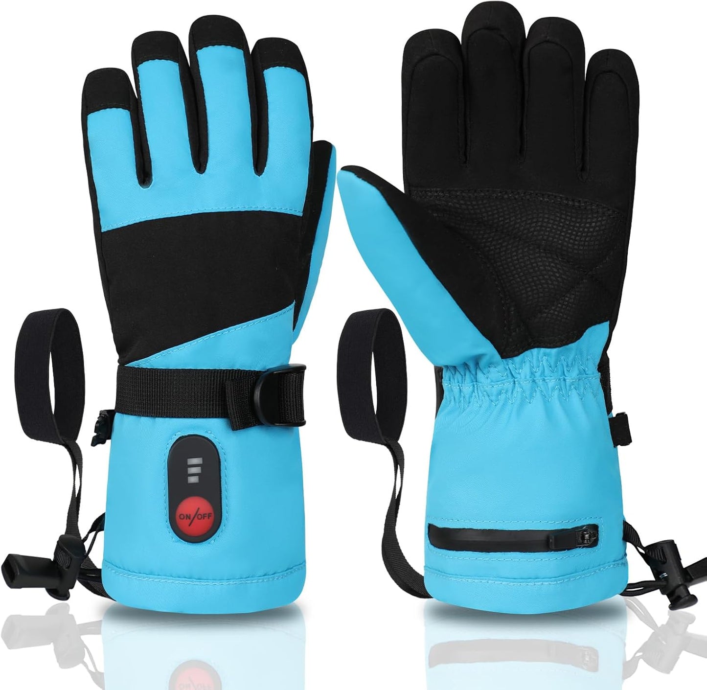 Kids Heated Ski Gloves with 3-Heat Settings for Winter Fun