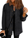 Jean Jacket Women Oversized Denim Coat with Corduroy Collar - 2025