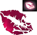 High Intensity Reflective Vinyl Death Kiss Skull Decal - Hot Pink