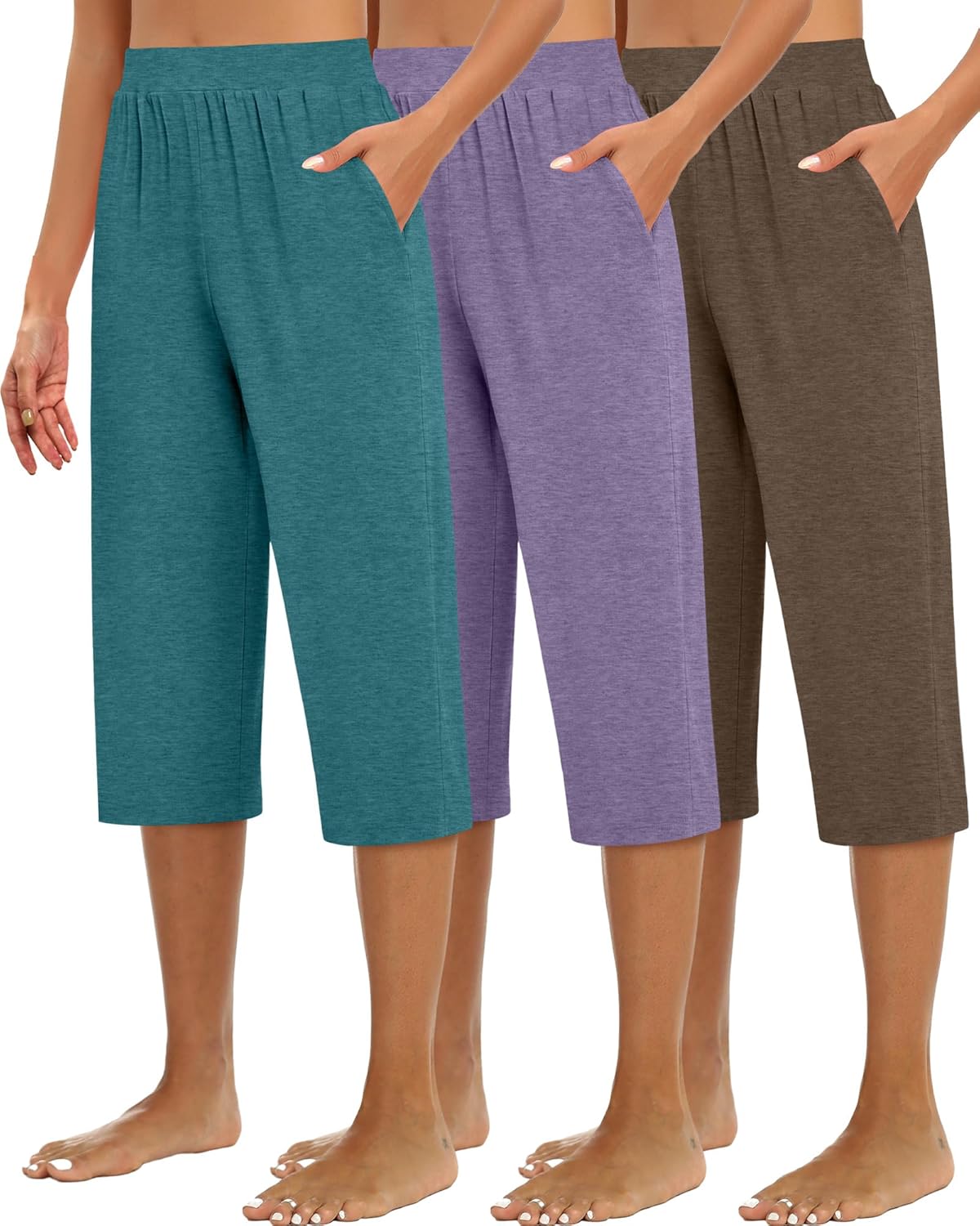 Huukeay Women's Capri Sweatpants: Cozy Wide Leg Cropped Pants