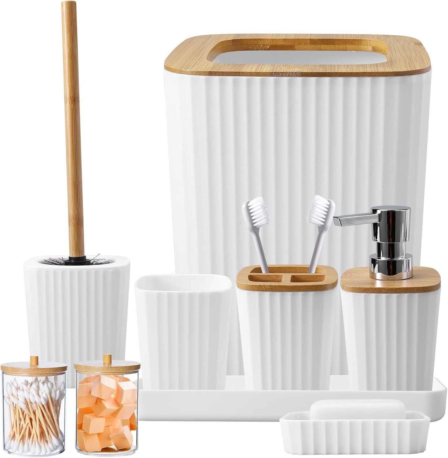 Complete 9-Piece White Bathroom Accessory Set for Modern Homes