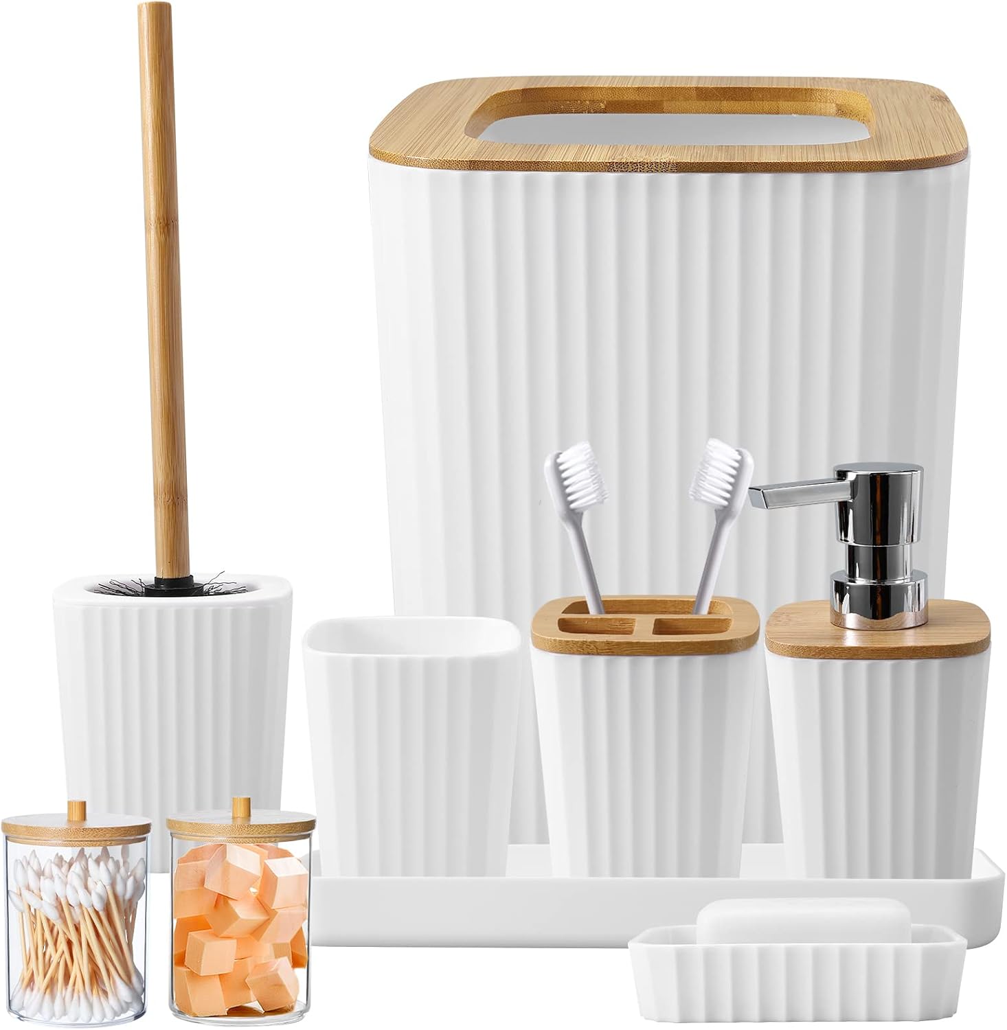 Complete 9-Piece White Bathroom Accessory Set for Modern Homes