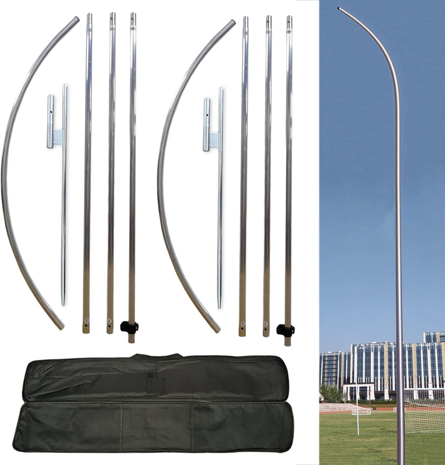 2 Packs Flag Pole Kit with Heavy Duty Ground Stake for Advertising