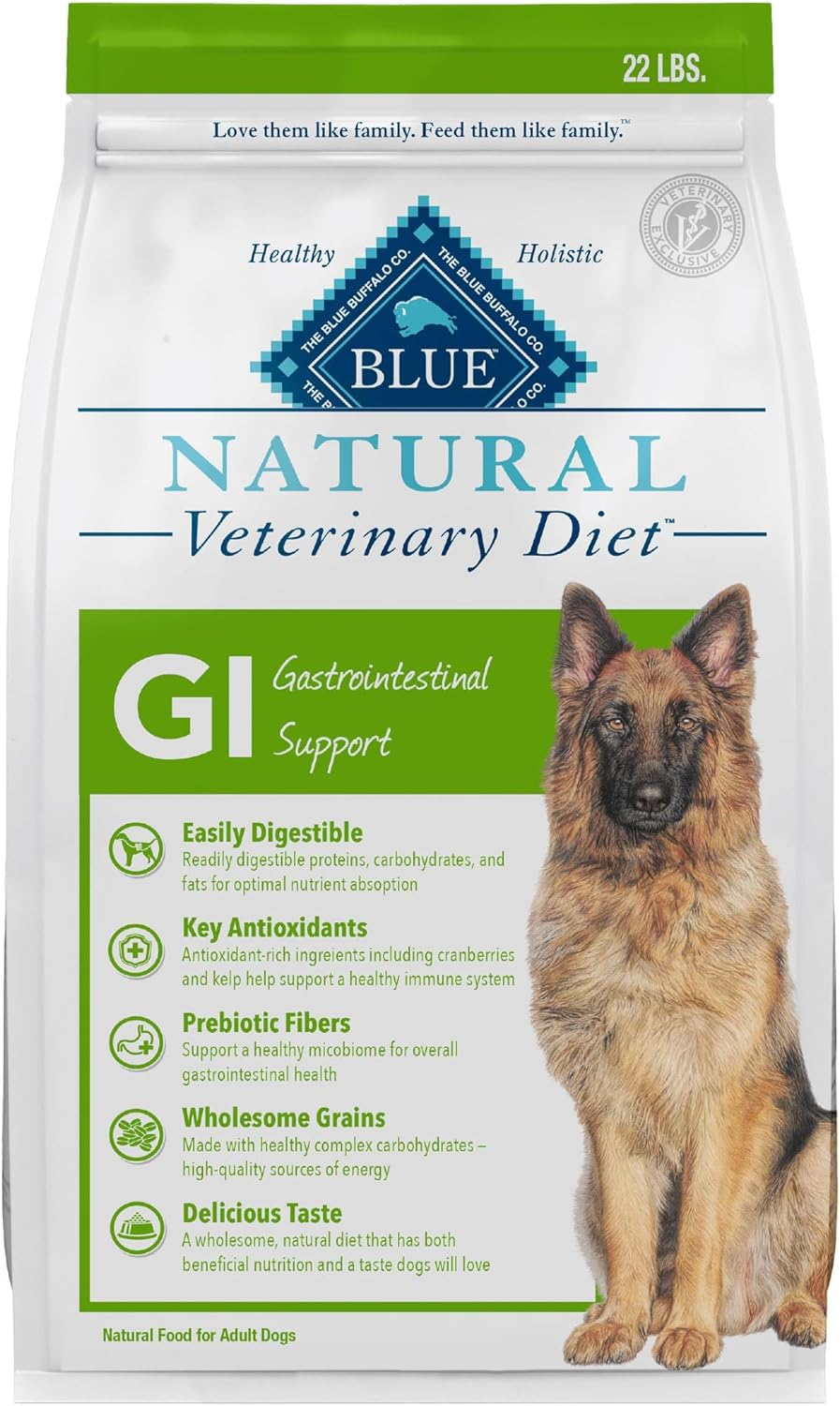 Blue Buffalo Natural Veterinary Diet GI Support Dry Dog Food 22-lb