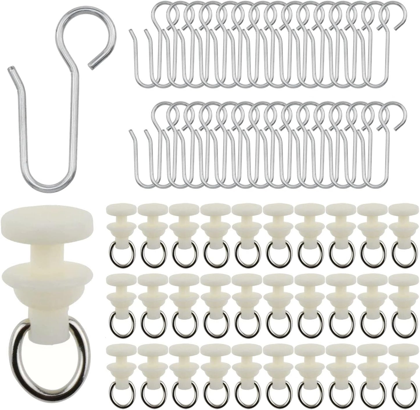 AYLIFU Stainless Steel Curtain Hooks - Easy Glide Rollers!