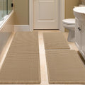 IM HOME Waffle Bath Mat Set 3 Piece Beige - Absorbent Non Slip Bath