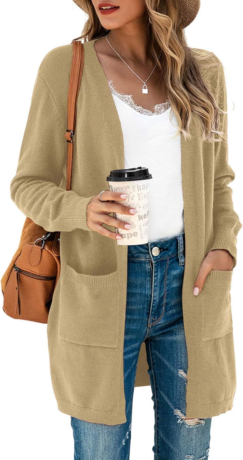 TASAMO Women's Kimono Cardigan: Oversized Soft Outwear with Pockets