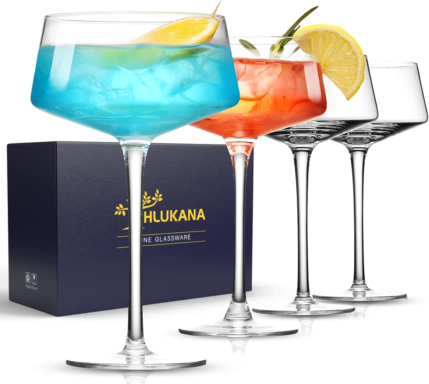 Premium Hand Blown Coupe Glasses Set - Elegant Drinkware for Stylish Cocktails!