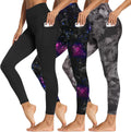 3 Packs Leggings with Pockets for Women - Soft High Waisted Tummy bend