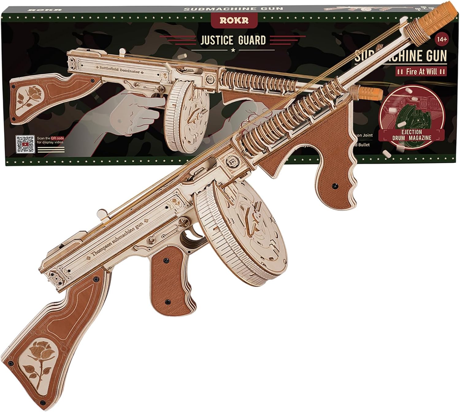 ROKR 3D Wooden Puzzles for Adults - Tommy Gun Model Kit