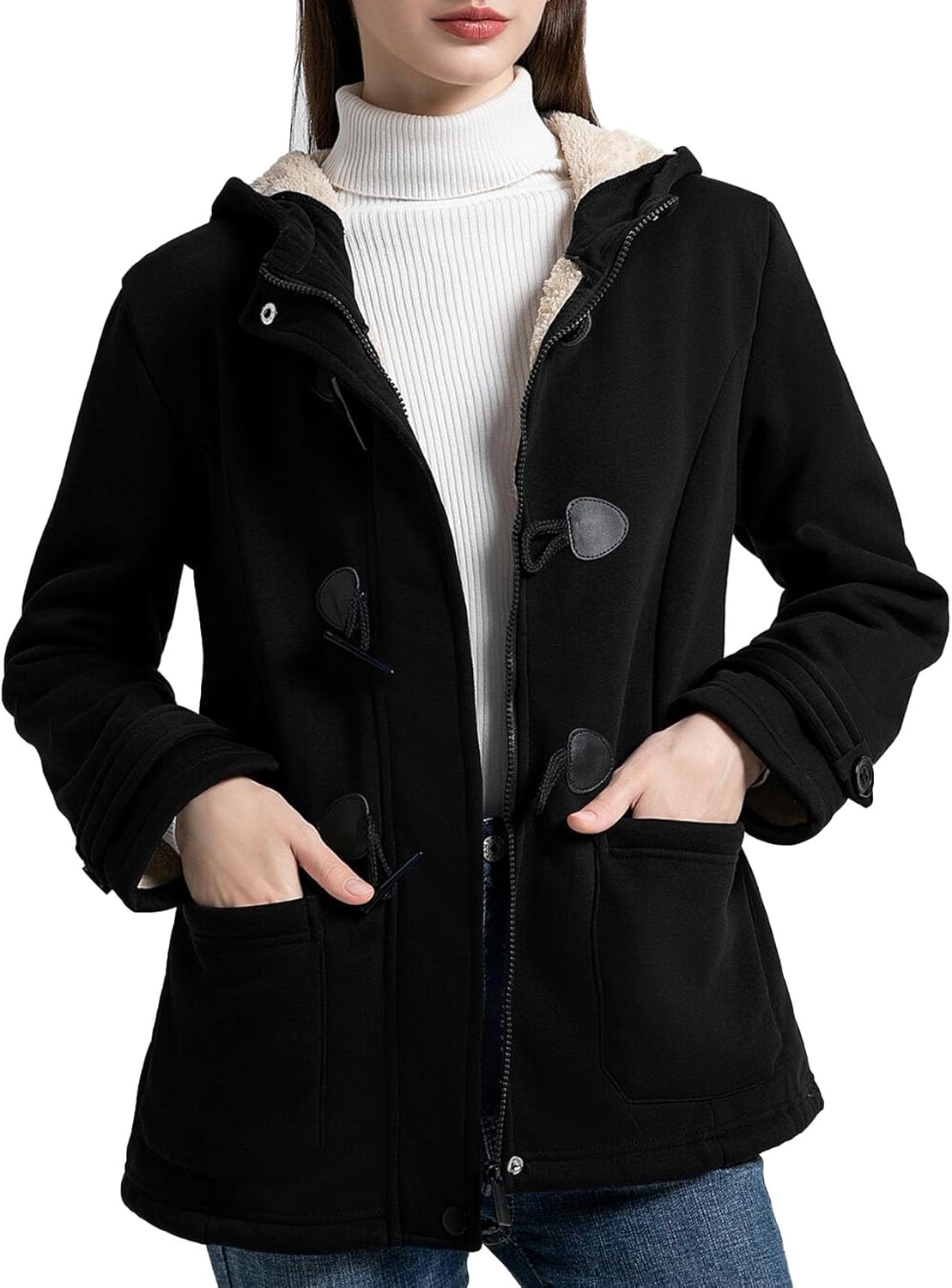 Flygo Sherpa Lined Winter Jackets for Women - Cozy & Warm