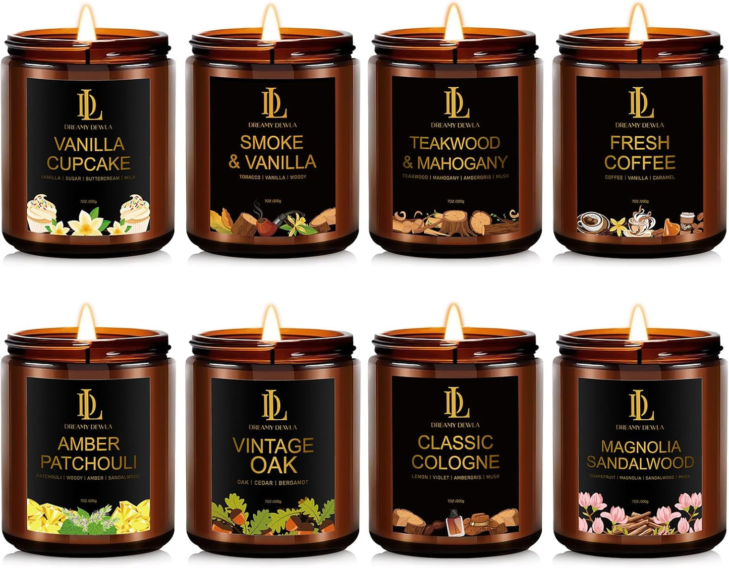 8 Pack Scented Candles Gift Set for Home with Diverse Scents