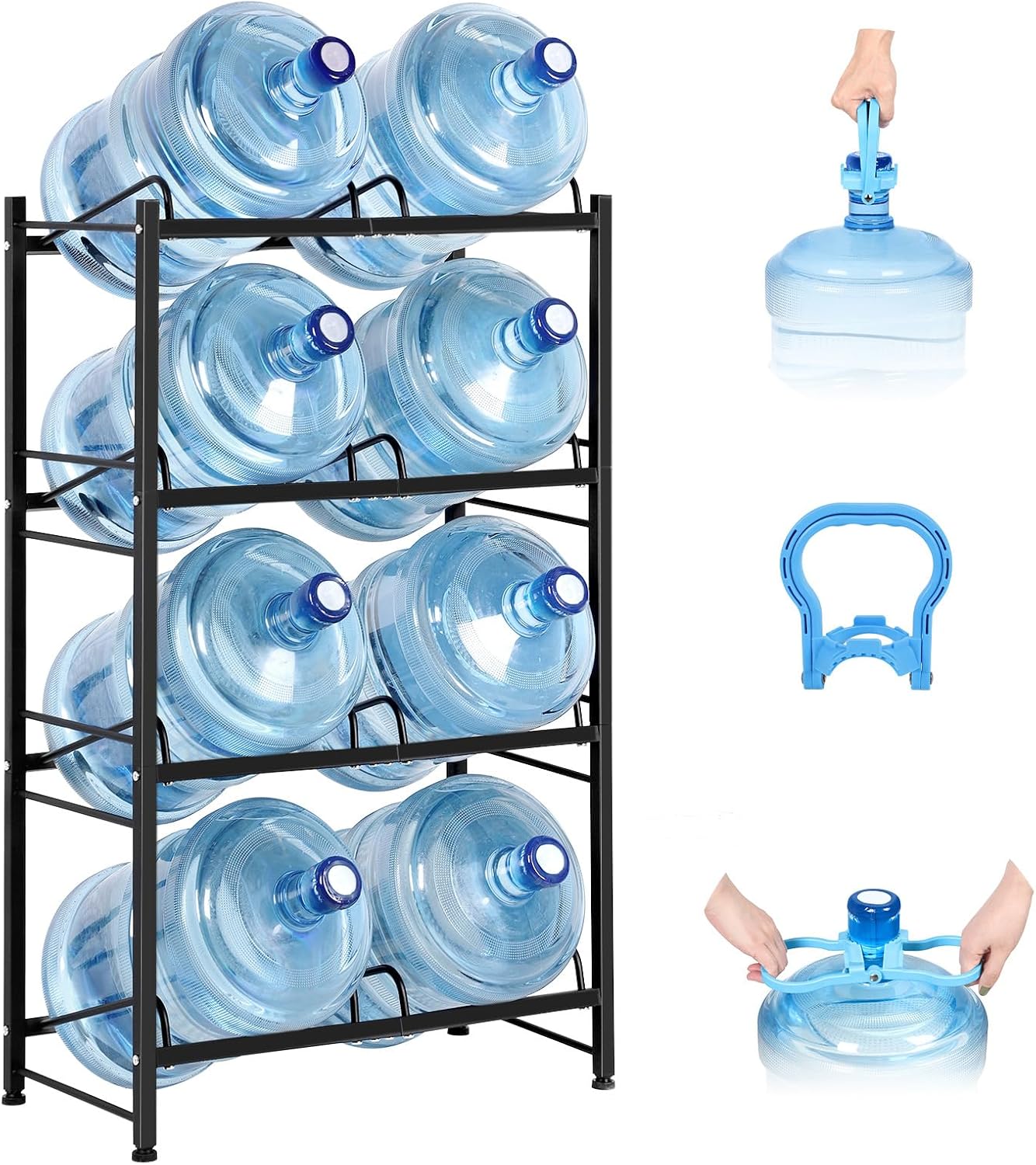4 Tier 5 Gallon Water Bottle Holder for Efficient Storage