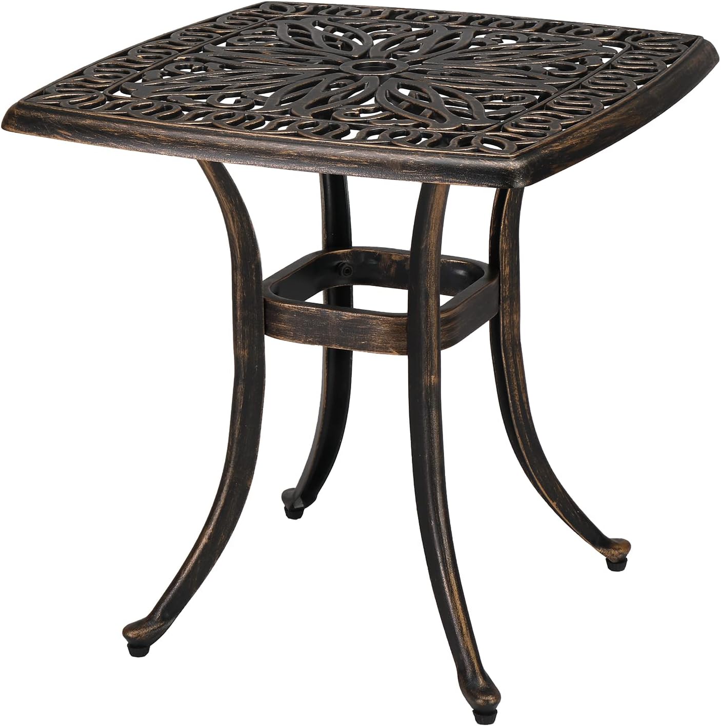 VINGLI 21 Cast Aluminum Outdoor Side Table with Umbrella Hole
