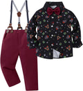 Toddler Boy Clothes Suit with Bowtie and Suspender Pants - Formal