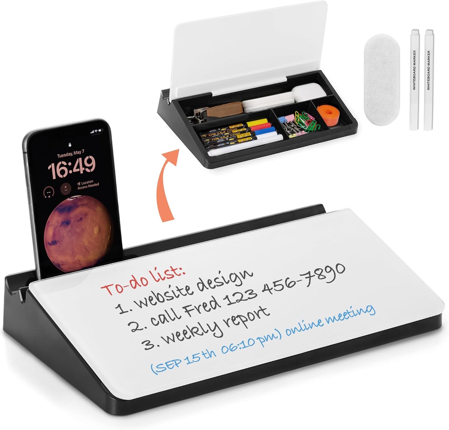 Glass Desktop Whiteboard: Space-Saving Organization