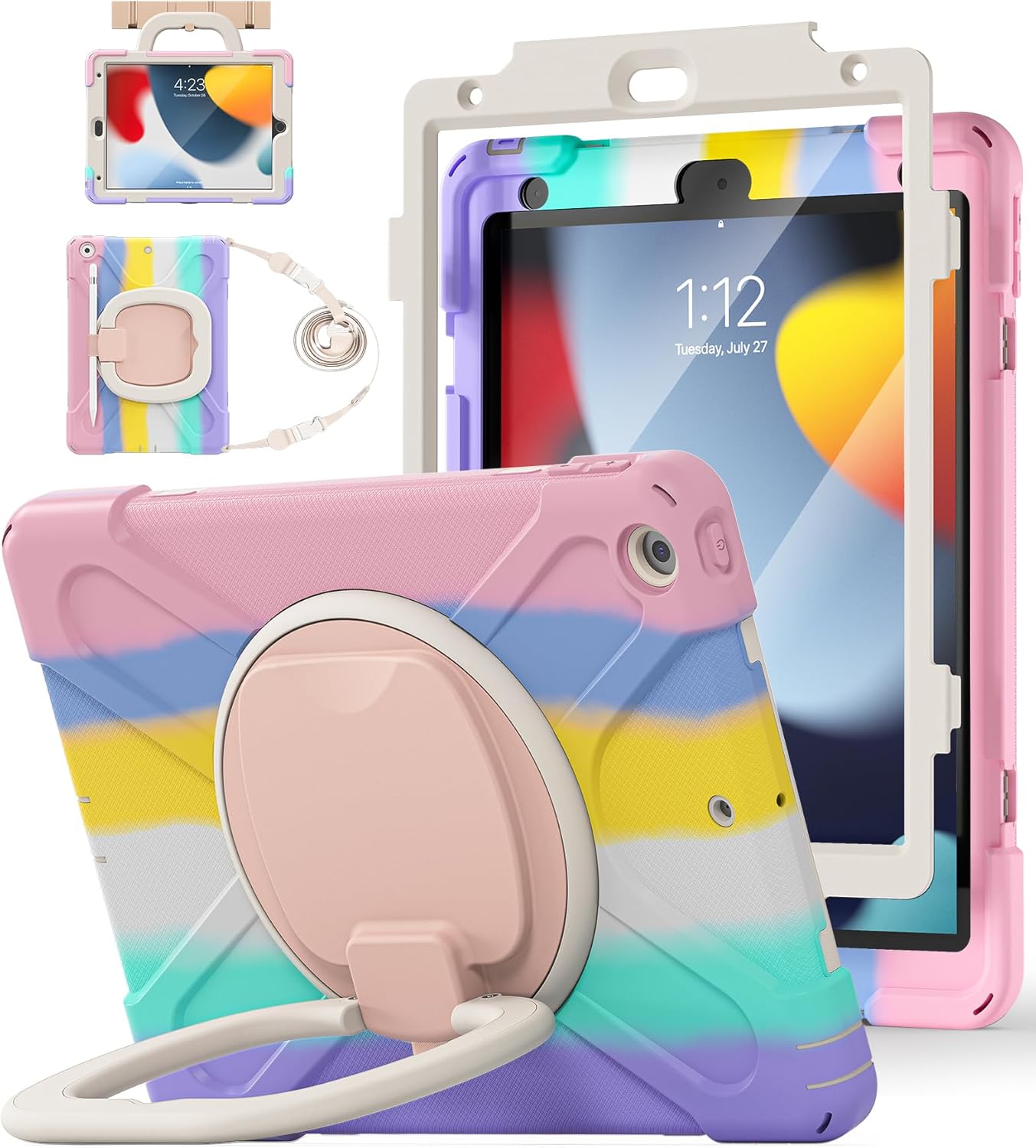 Rugged iPad 10.2 Inch Case with Screen Protector and Strap